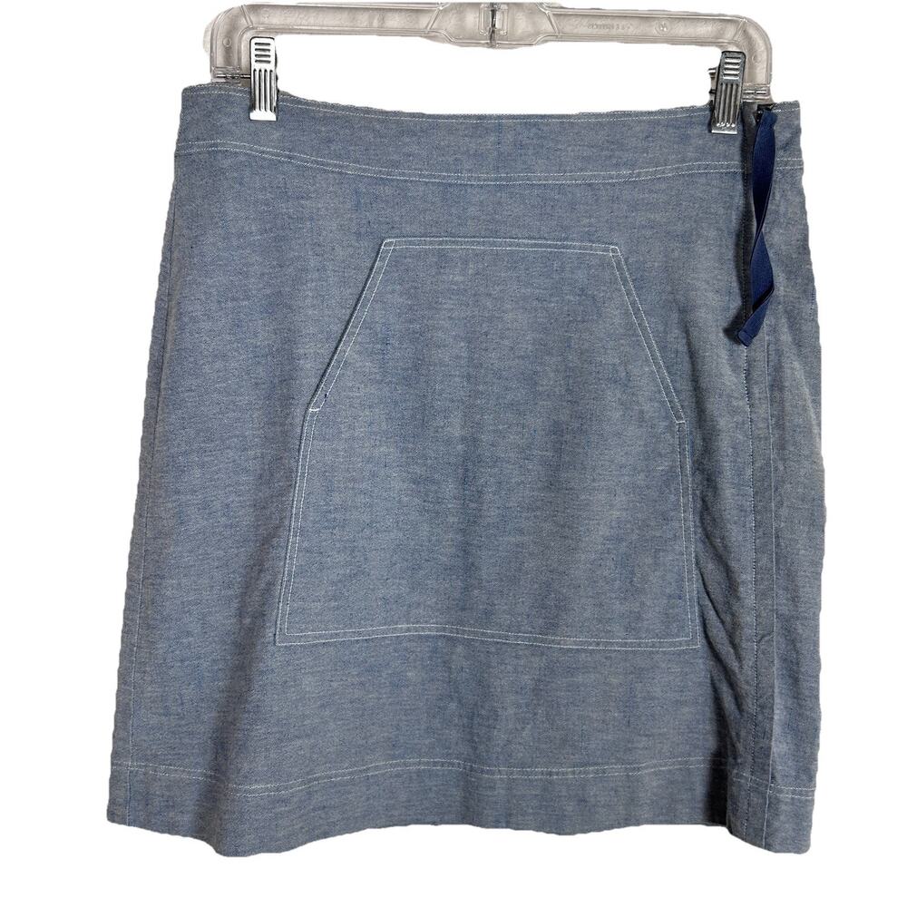 Chemins Blancs Sz 12 heavy chambray womens skirt side zip detail Stockholm Style